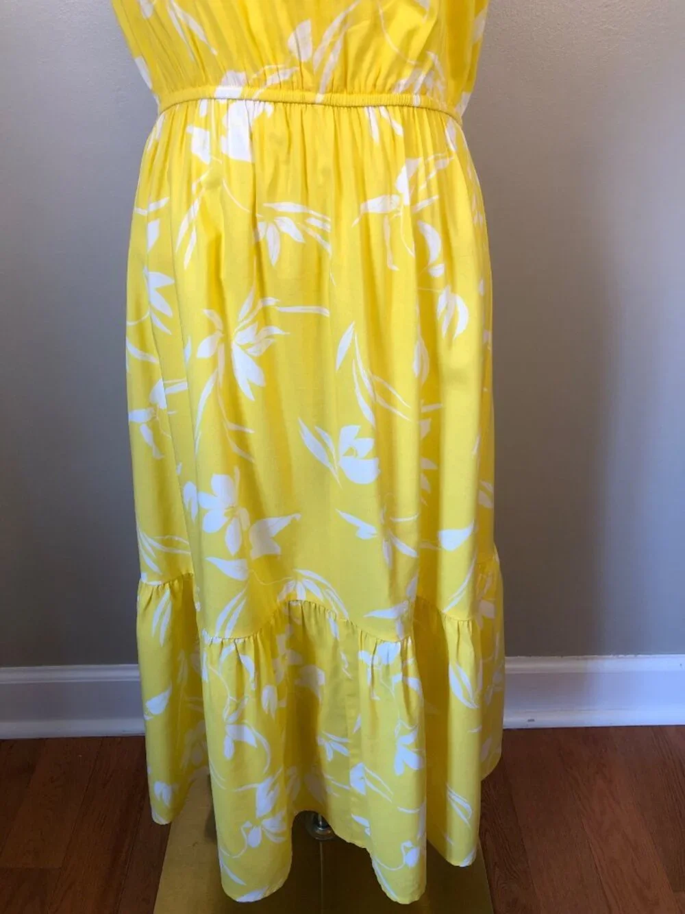 Banana Republic Lightweight Vibrant Yellow Tiered Maxi Dress Cottagecore Boho SP